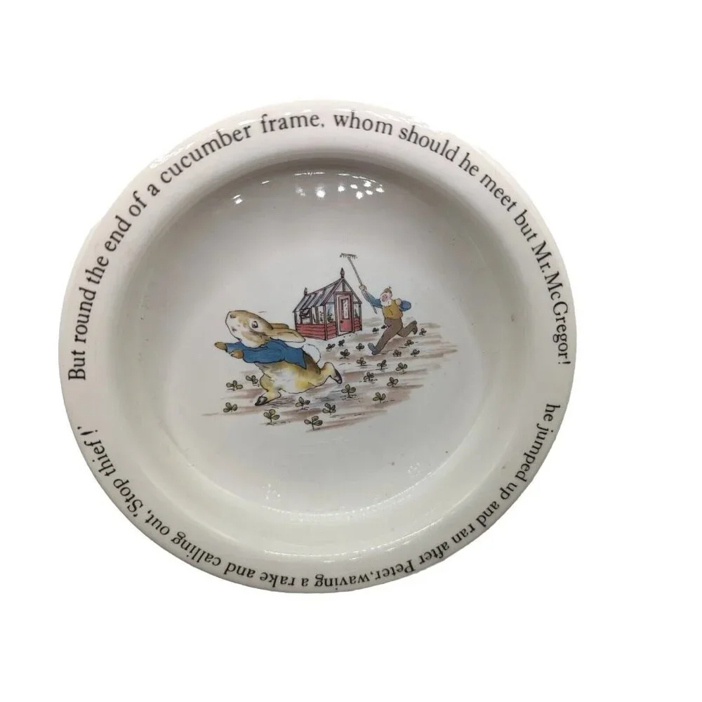 Wedgwood & Barlastin Peter Rabbit Beatrix Potter Vtg Childs Cereal Bowl Farmer